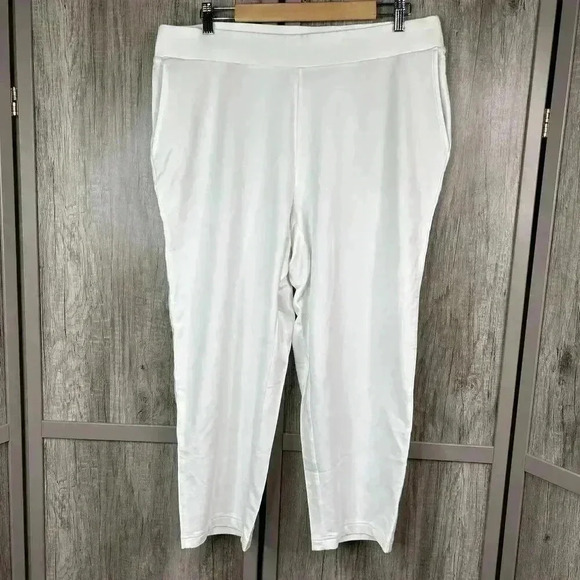 J Jill Pants XL White Color Pima Affinity French Terry Slim Crop - Picture 1 of 6